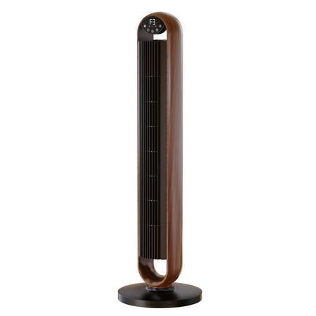 Better Homes & Gardens 40'' 5-Speed Oscillating Tower Fan with Remote Control, 3 Wind Modes, 12H Timer, Walnut & Black