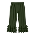 thumbnail image 4 of Yifymode Capri Pants for Women Trendy Tiered Ruffle Hem Flare Leggings Bell Bottom Skinny Cropped Bloomer Trousers,Yellow S, 4 of 7