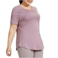 thumbnail image 4 of vdgthytj Womens Plus Size Workout Tops Quick Dry Breathable Short Sleeve Shirts Gym Yoga Athletic Running Tees, 4 of 7
