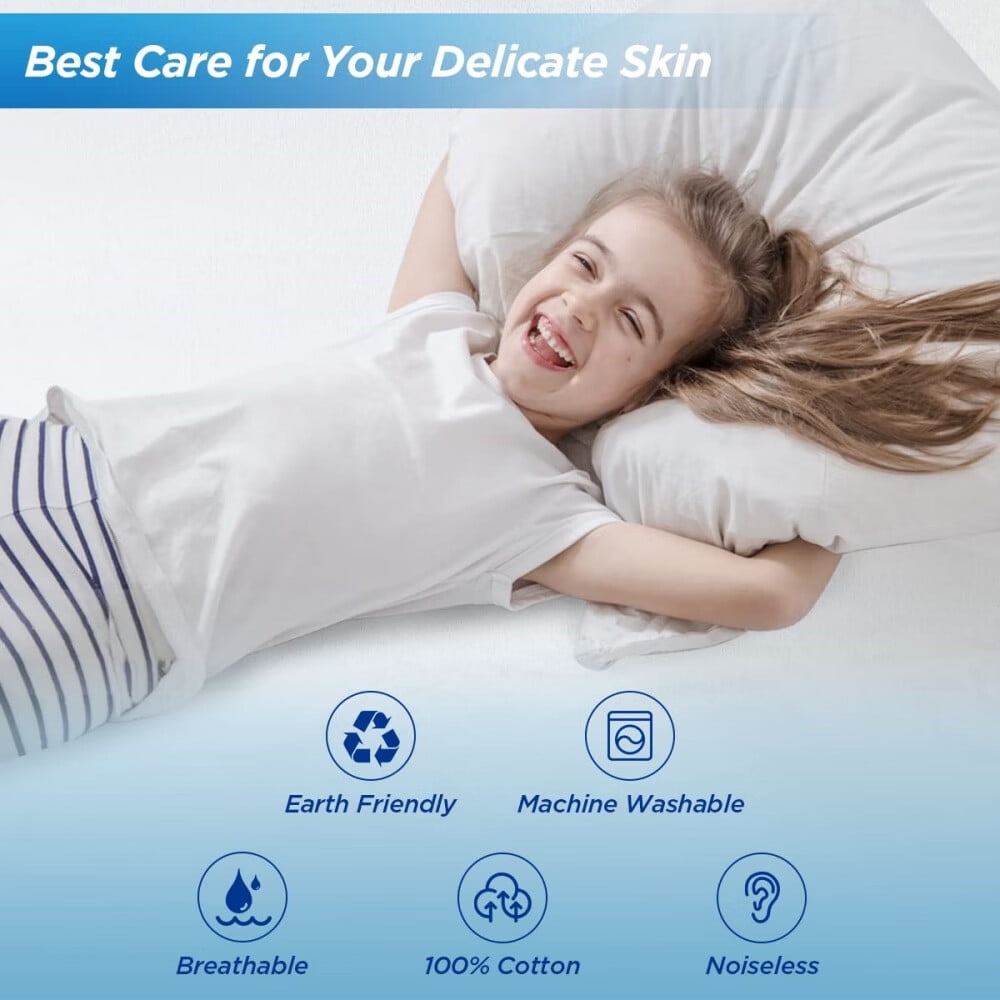 Waterproof Mattress Pad Protector 100% Organic Cotton Hypoallergenic Breathable Mattress Pad Cover,Deep Pocket