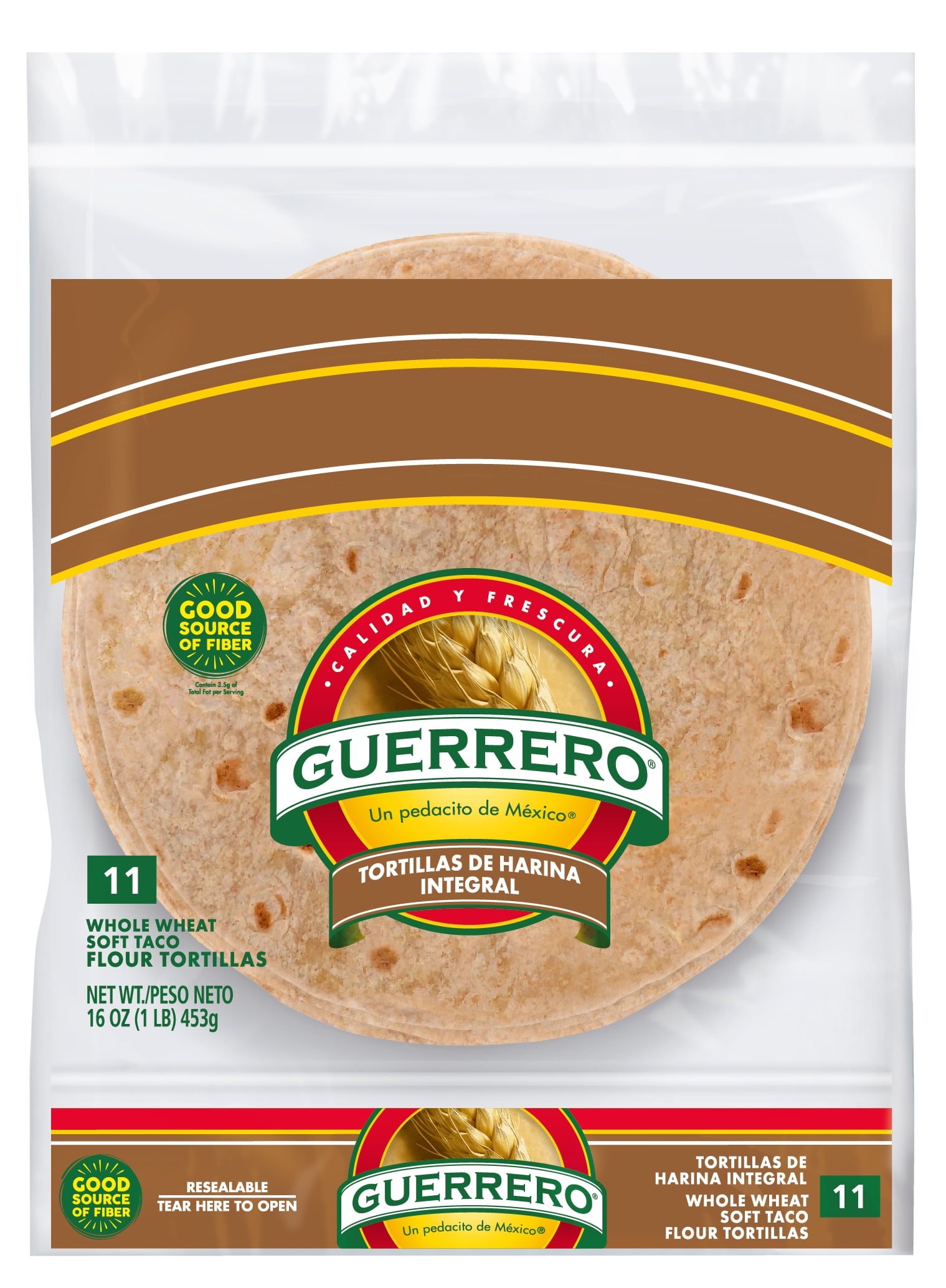 Guerrero Whole Wheat Soft Taco Flour Tortillas, 11 Count