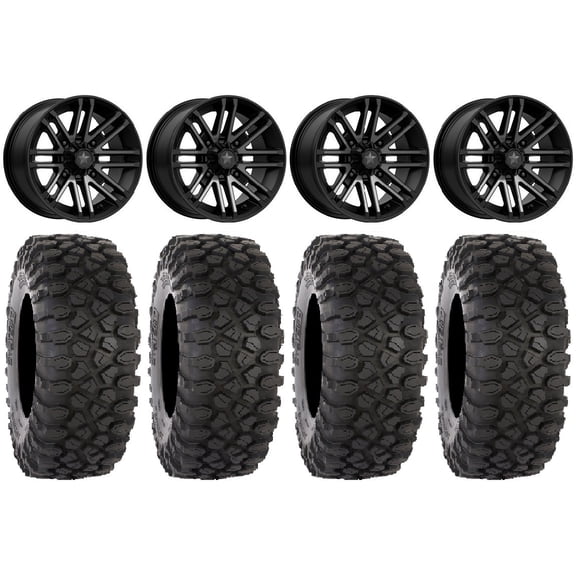 MSA Black Rogue 14" ATV Wheels 32" XC450 Tires Can-Am Commander Maverick Renegade Outlander Defender