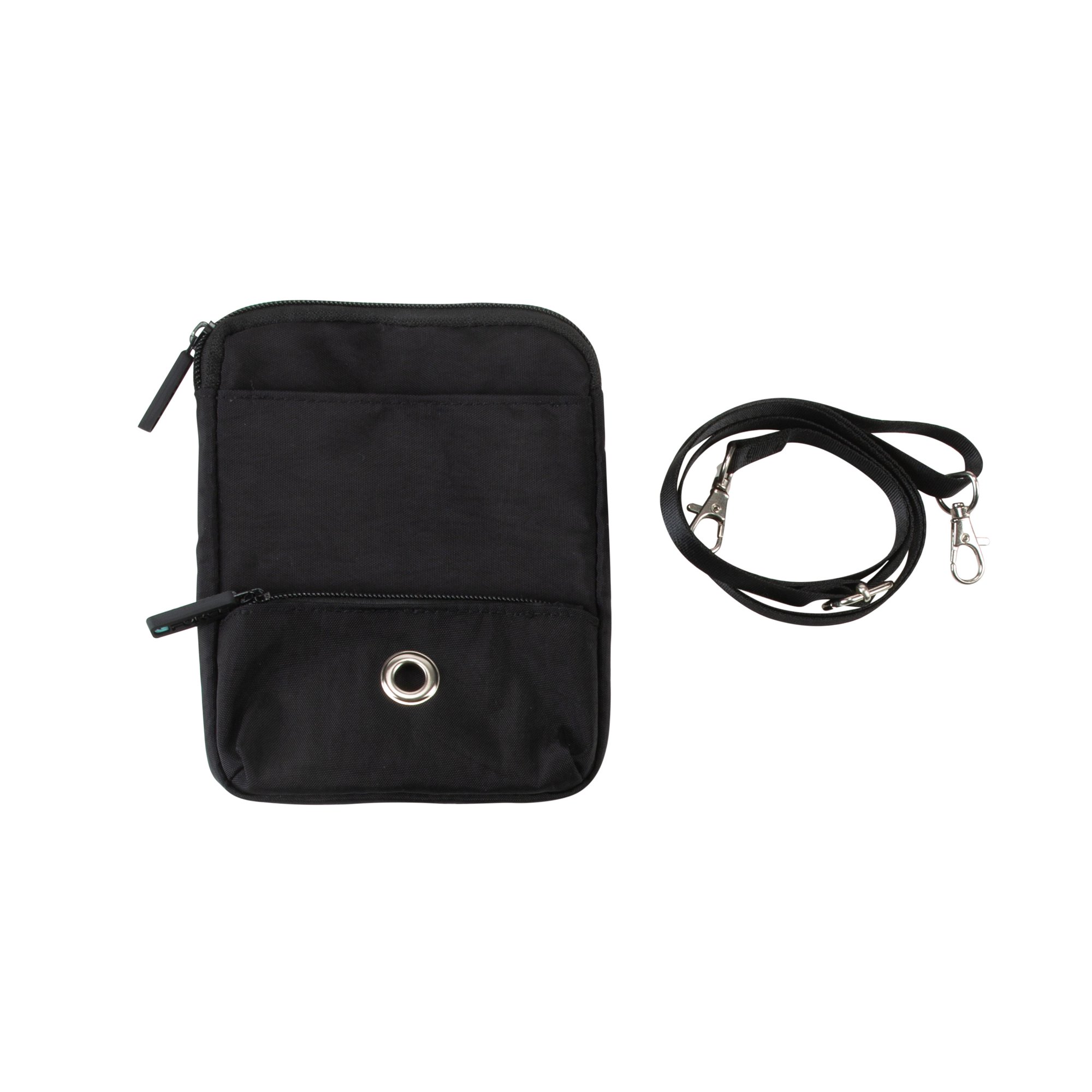 Pounce + Fetch Travel Cross Body Bag with Pet Waste Bag Dispenser Black