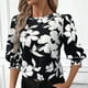 thumbnail image 2 of Eres Más Que una Camisa de Puntuación de Prueba, Verano Suelto Casual Cinco Cuartos de Manga Cuello Redondo Impreso para Mujeres, 2 of 7