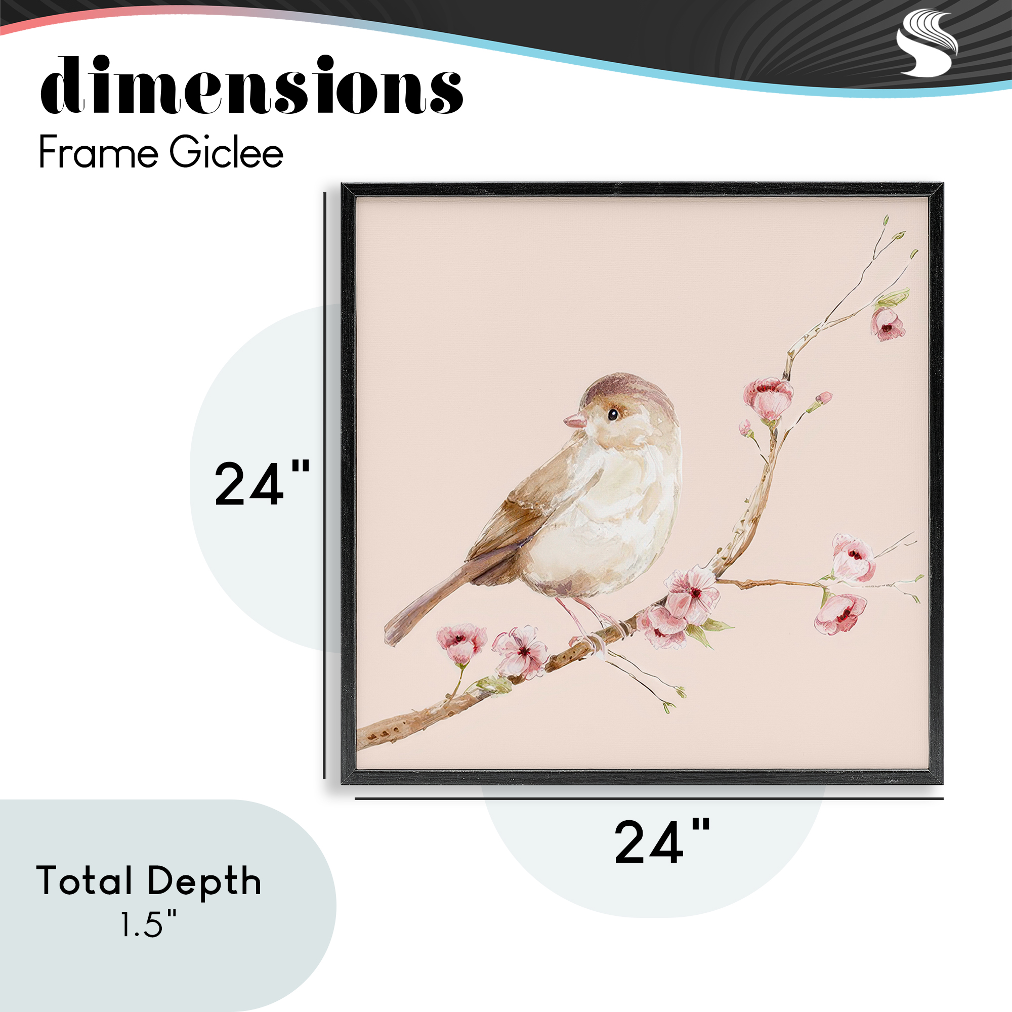 Sweet Brown Bird Perched Black Framed Giclee Art, design by Lisa Wehmeyer