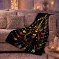 thumbnail image 6 of Black Electric Guitar with Circular Instrument Halo, Bold Retro Music Motif for Guitar Lovers, Father's Day Gift, Soft Flannel Blanket for Game Room and Office, Retro Home Decor, 6 of 9