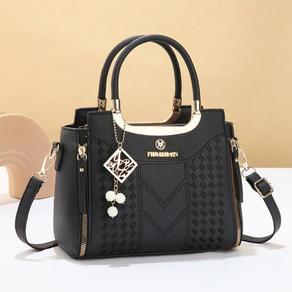 Embossed Texture Ladies Top Handle Handbag, Faux Leather Convertible Crossbody Shoulder Satchel, Fashion Structured Everyday Purse