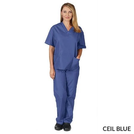 Natural Uniforms Unisex Solid V-Neck Medical Scrub Set, Style