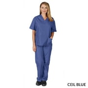 Natural Uniforms Unisex Solid V-Neck Medical Scrub Set, Style 101