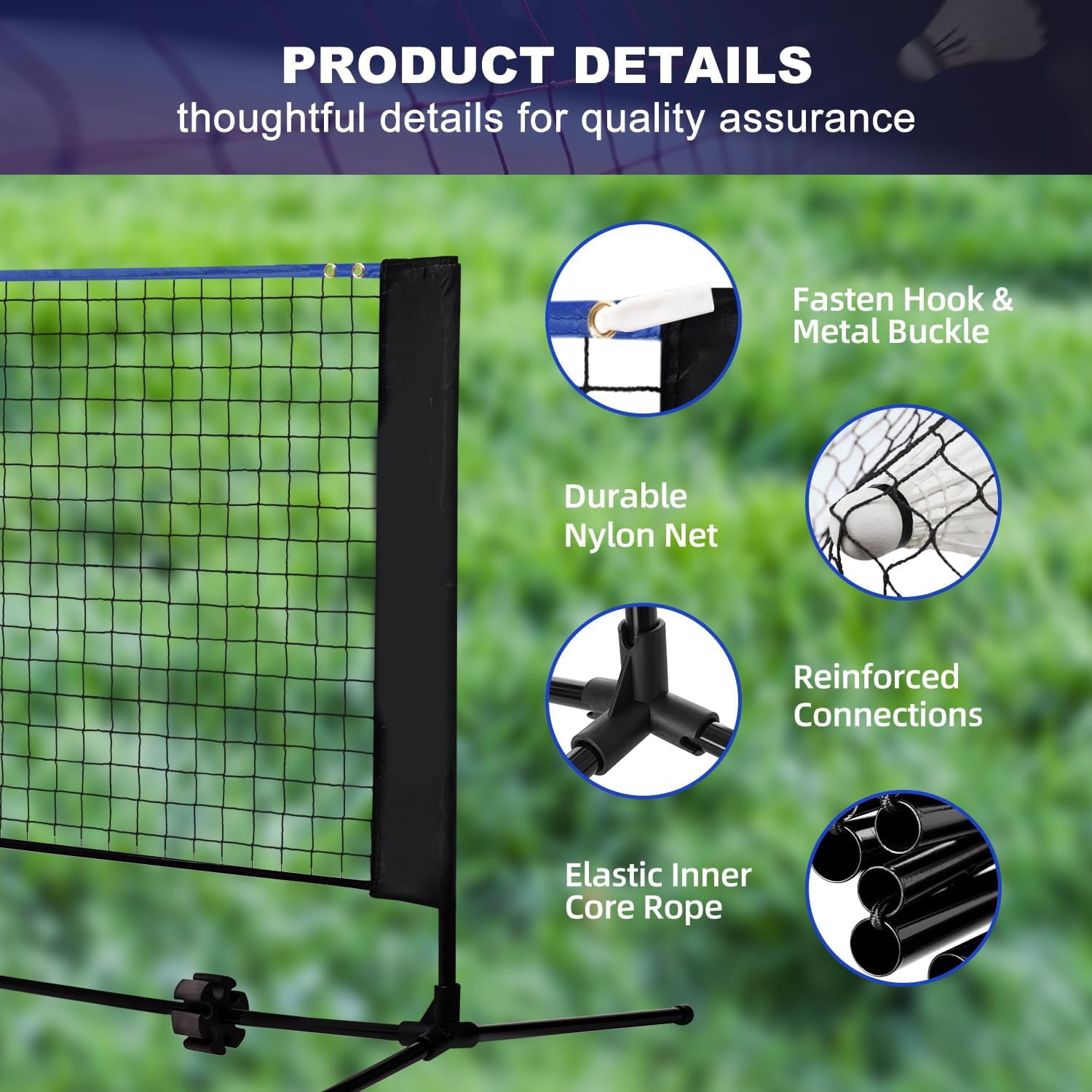 Badminton Net, Volleyball Net, Foldable Nylon Net, Tennis Net, Pickleball Net for Backyard and Indoor Outdoor Use, Easy Setup