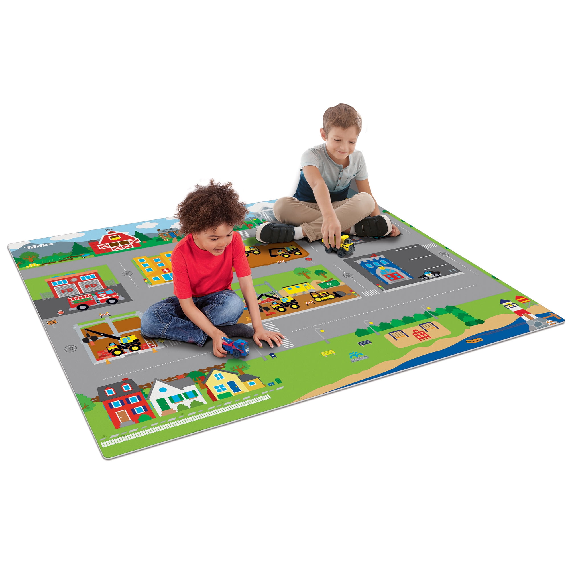 Imaginmat: Jumbo - Tonka - Floor Playmat & 2 Toy Cars, 47 x 61", 2 Character Vehicles, Durable EVA Foam Mat, Portable Design, Licensed, Kids Ages 3+