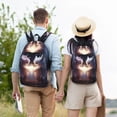 thumbnail image 5 of Honeii Fox Couple Print Canvas College Laptop Backpack, Durable Rucksack Travel Notebook Bag School Backpack Book Bag for Men Women-Small, 5 of 7