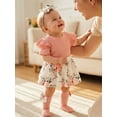 thumbnail image 4 of BemeyourBBs Infant Baby Girl Spring Summer Fall Clothes Floral Romper Dress with Socks Ruffle Short Sleeve Dress Bodysuit Bow Headband and Stockings Set 2 Pieces Outfit, 4 of 9