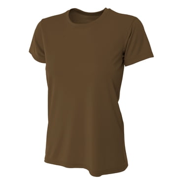 A4 Cooling Performance Crew Stain Release and Odor Resistant for Easy Care For Womens Color Brown Size XL