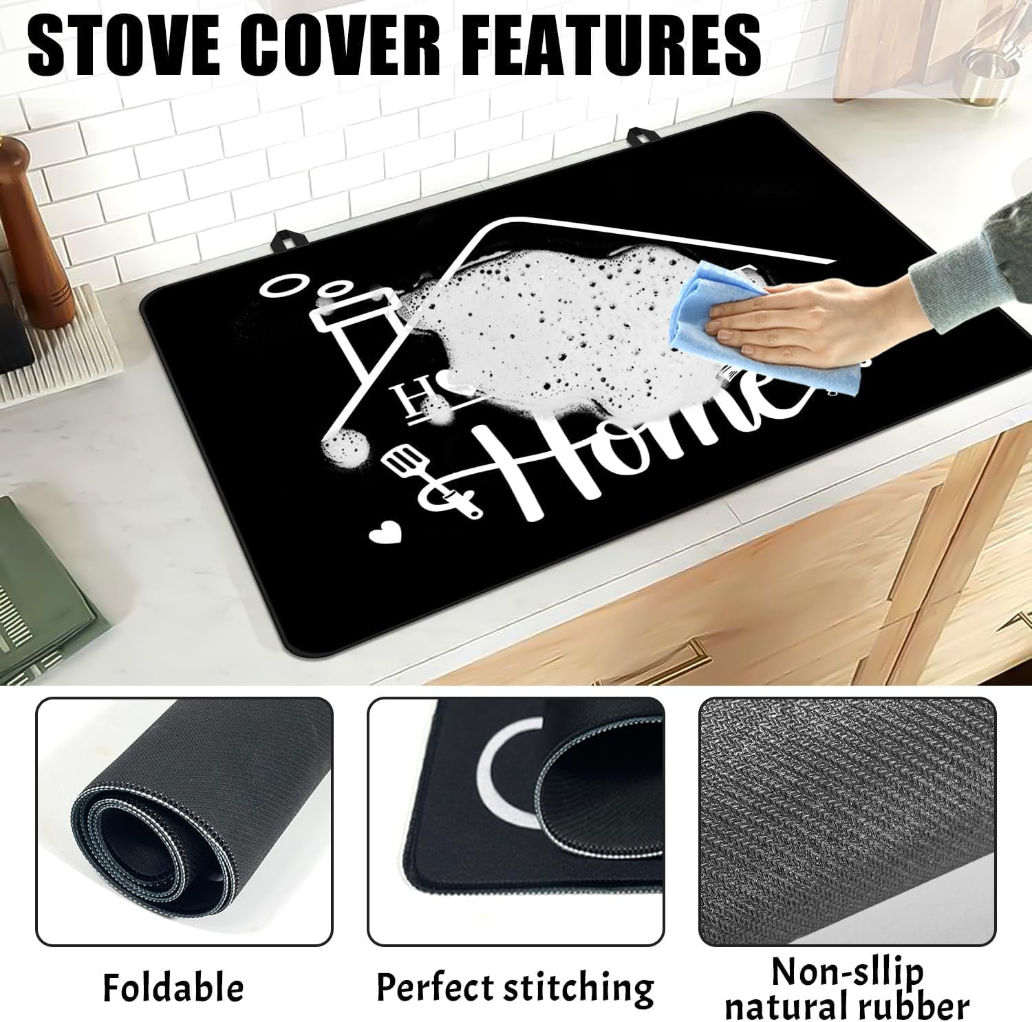 Stove Top Cover for Electric Stove 28 "x 20 ", Home Sweet Home Heat Resistant Glass Top Stove Cover Protector, Glass Cooktop Covers, Kitchen Flat Stove Top Covers for Electric Stove