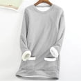 thumbnail image 3 of Dezsed Women's Winter Warm Sherpa Lined Fleece Crewneck Sweatshirt Thickened Plush Warm Long Sleeve Pullover Loungewear Tunic Tops with Pockets Navy XXXL, 3 of 6