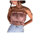 thumbnail image 2 of Babysbule Womens Summer Tops Women Ruffled Sling Tube Top Chiffon Sleeveless Vest Blouse, 2 of 8