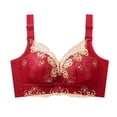 thumbnail image 2 of Jinhomg Women's Everyday Bras, Wireless Embroidered Lace Push Up Bra for daily and T-shirt wear, Back Closure, Embroidered No Print, Soft Support Red 32, 2 of 7