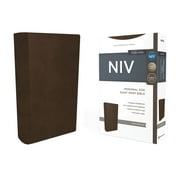 NIV, Bible, Personal Size, Large Print, Leathersoft, Brown, Red Letter, Comfort Print