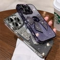thumbnail image 4 of for iPhone 12 Case Women Cute Bowknot Glitter Rhinestone Bling Plating Luxury Women Girl Phone Case,Shine Diamond Case for iPhone 12 Protective Cover,Clear Gradient Purple, 4 of 13