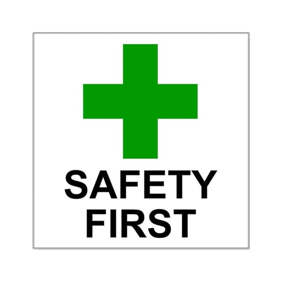 CafePress - Green Cross SAFETY FIRST Square Sticker 3 X - Square Sticker 3" x 3"