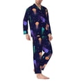 thumbnail image 3 of Kll Sea Jellyfish Sleepwear Mens Flannel Pajamas,Long Cotton Pj Set, 3 of 9