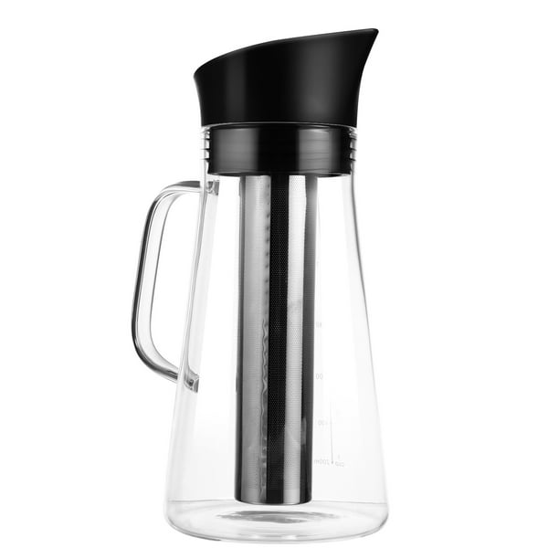Olla de café fría de 1 pieza, jarra de agua de gran capacidad, cafetera de vidrio con filtro