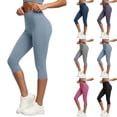 thumbnail image 2 of WAGUTH Womens Fold Over High Waist Capri Leggings Soft Stretchy Knee Length Yoga Cropped Pants for Casual Loungewear Workout, 2 of 5