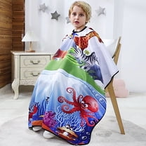 DOKKIA Kids Barber Cape Haircut Hair Cutting Children Toddler Boys Girls Hairdressing Salon Styling Cloth Apron Cover Gown (Cartoon Sea World/40×50" INCH)