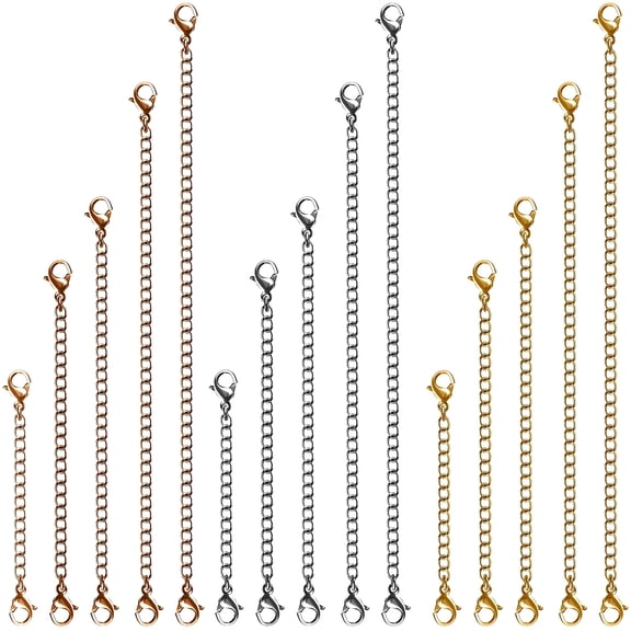DESIGNICE 15 Pcs Necklace Extenders, Gold Silver Rose Gold