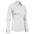 thumbnail image 2 of J. METHOD Women's Button Down Shirt Long Sleeve Roll Up Stretch Collar Office Work Formal Casual Basic Blouse Top NEWT04 White 1X, 2 of 5