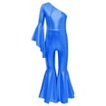 thumbnail image 3 of XUNZOO Kids Girls Metallic Party Romper Dress Latin Jazz Dance Bodysuit Bell Bottom Skating Jumpsuit Royal Blue 14, 3 of 7