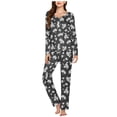 thumbnail image 2 of Rbaofujie Robe pour Femmes Ensemble de Pyjama Décontracté Couleur Unie Haut Pantalon Automne, 2 of 5