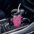 thumbnail image 3 of 40 oz Insulated Tumbler with Handle, Leak-Proof Straw Lid, Stainless Steel Travel Mug for Car & Road Trips - Neon Pink Leopard, 3 of 6