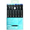 thumbnail image 3 of Chartpak Spectra AD Marker Set in Plastic Case, Tri-Nib and Brush Dual-Tip, 6 Assorted Blue Colors (SBLUES6AD), 3 of 5
