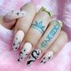 thumbnail image 1 of 24Pcs Nude Press on Nails Long Coffin, Snake Moon & Star False Nails with Design, Acrylic Fake Nails for Women and Girls, 1 of 5