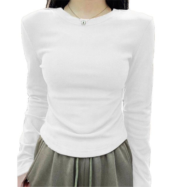 2024 Nouveau T-Shirt de Base en Velours Automne/hiver pour Femmes - Léger Thermique, Col Rond Grand, Adapté pour Intérieur/extérieur, Haute Élasticité