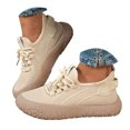 thumbnail image 3 of YLYL Women Knit Platform Sneakers Lace up No Slip Breathable Mesh Lightweight Casual Walking Shoes, 3 of 9