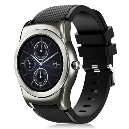 LG Watch Urbane Watch Bands, Mignova Soft Silicone Replacement Sport Watch Wrist Band Strap for LG Wathc R W100 / LG Watch Urbane W150 (Black)