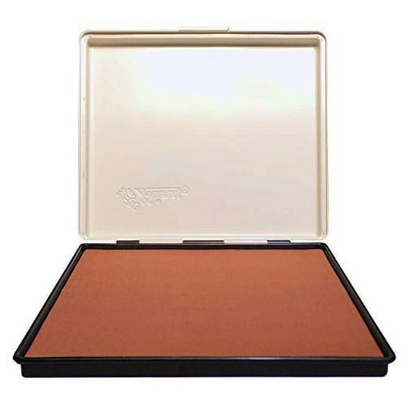 Extra Large 8" x 12" Industrial Rubber Stamp Ink Pad in Metal Case, Light Brown Stamp Pad