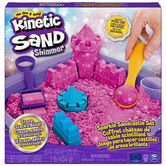 Kinetic Sand Sparkle Sandcastle Set w/ 1lb Pink Shimmer Kinetic Sand