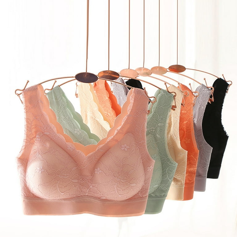 Biplut Women Padded Wireless Lace Bra Seamless Breathable Soft Brassiere  Underwear 