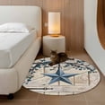 thumbnail image 2 of Round Area Rugs Collection 4 Ft, Texas Star Vintage Non-Slip Residential Carpet, Retro Navy Blue Berry Wooden Indoor Crawling Mats Runner Rugs for Living Room/Dining Room/Bedroom, 2 of 8