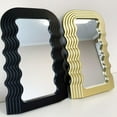 thumbnail image 5 of Simmer Stone Wave Pattern Irregular Makeup Mirror Tabletop Vanity/ Cosmetic Desktop Mirror Hanging/ Wall Mirrors Desk Countertop Dressing for Home Bedroom Decorative Gold, 5 of 8