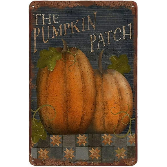 The Pumpkin Patch Fall Vintage Metal Signs Wall Decor Coffee Shop Plate Iron Painting Retro Novelty Christmas Bar Pub Kitchen Tin Sign A Gift On Holidays Birthdays Holidays 8"x12"