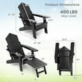 thumbnail image 3 of Costway Patio Adirondack Chair All-Weather HIPS Lounge Chair with Retractable Footrest Black, 3 of 9