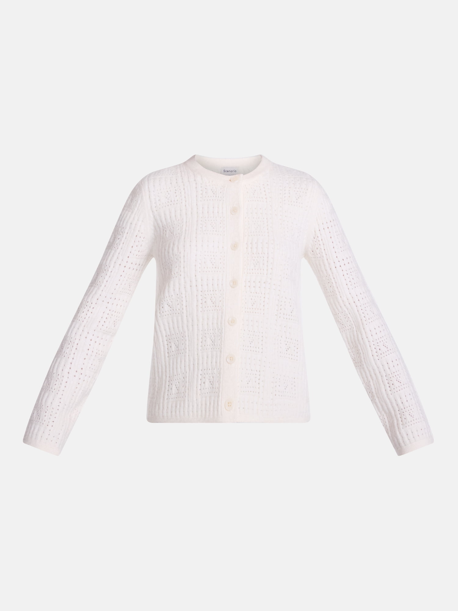 Scenario Women's Open Knit Cardigan Sweater with Long Sleeves, Lightweight, Sizes XS-XXXL