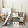 thumbnail image 2 of YST Rustic Deer Antler Flannel Blanket Baby 30x40 inch,Black Bear Fleece Blanket,Woodland Wildlife Moose Throw Blanket,Checkered Buffalo Plaid Patchwork Bed Blanket Lightweight,Brown Green, 2 of 4