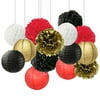 Graduation Party Decorations Black White Red Gold Tissue Paper Pom Pom Paper Flower Paper Lantern Tissue Ball Decorations for Baby Shower Nursery Decor Ladybug Decorations Birthday Party Decorations