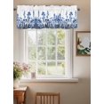 thumbnail image 2 of Blue Flower Valances for Windows, Rod Pocket Kitchen Valance Curtains - Soft & Washable Small Window Treatment for Living Room,&nbsp;Bathroom, Retro Flower Spring Summer , 42x12 Inch, 1 Panel, 2 of 9